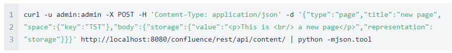 Confluence REST API : Create New Page